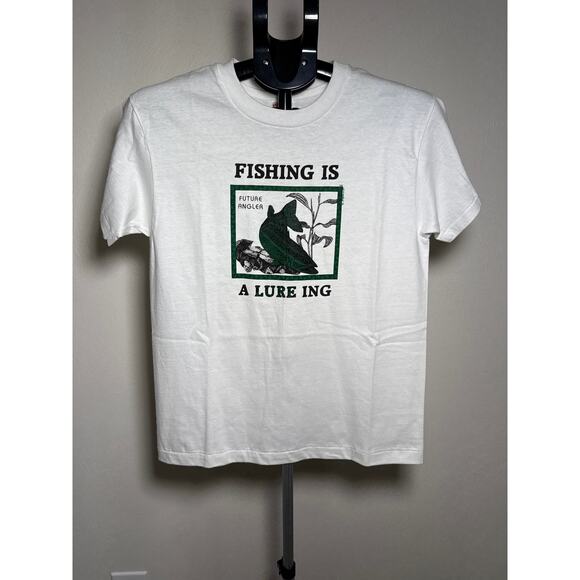 Vintage Single Stitch ‘Fishing is A Lure Ing’ Graphic T-Shirt, Youth Large - Picture 1 of 6